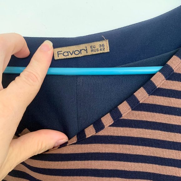 Vintage Mini Dark Blue, Brown Fit Dress Small - Picture 3 of 3